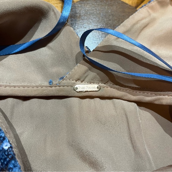 Free People Night Shimmers Pale Blue Beaded Mini Dress Size 6 - Picture 9 of 16